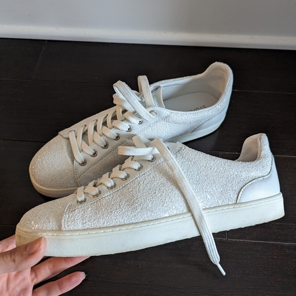 Stuart Weitzman white glitter sneakers - Picture 3 of 7
